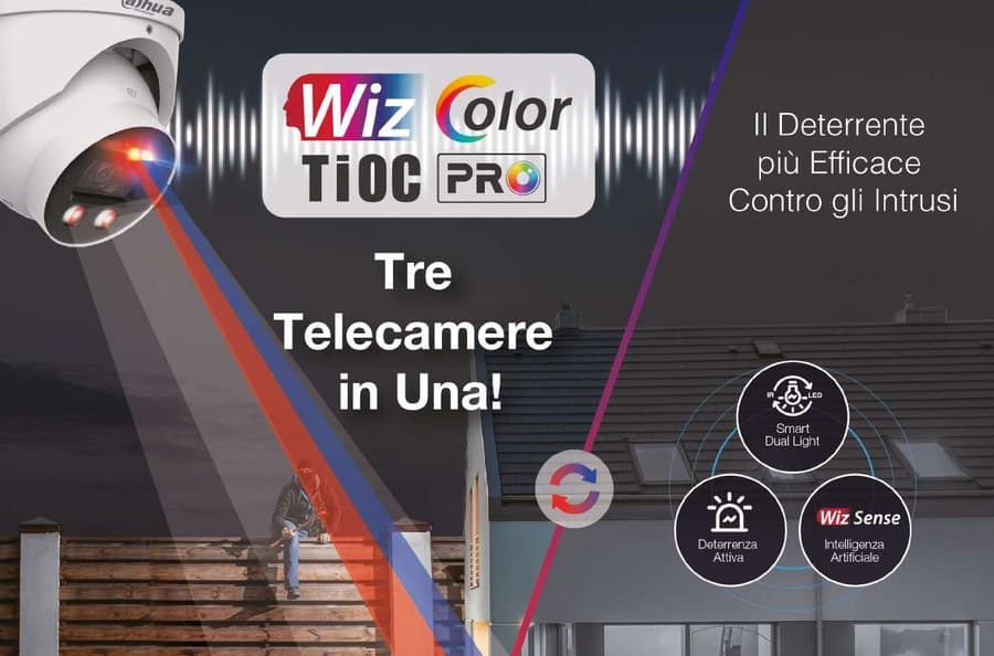 Telecamere Dahua TiOC con deterrenza attiva: luce, sirena e colore notturno — Torino e provincia